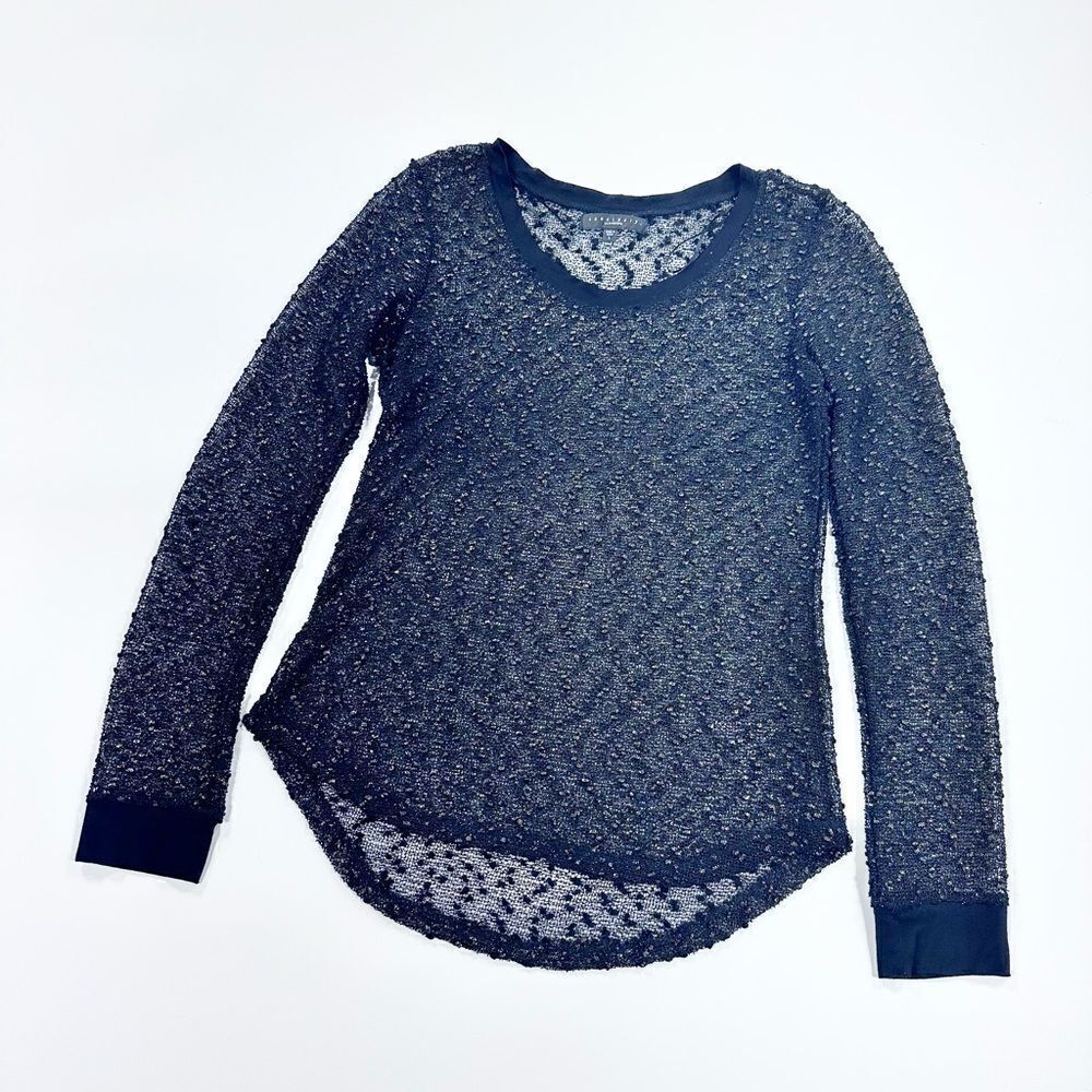 Sanctuary black and gold sheer long sleeve top L